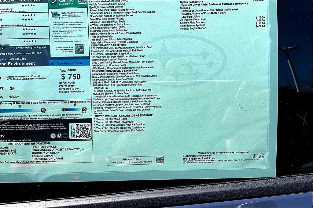 new 2025 Subaru Legacy car, priced at $29,089