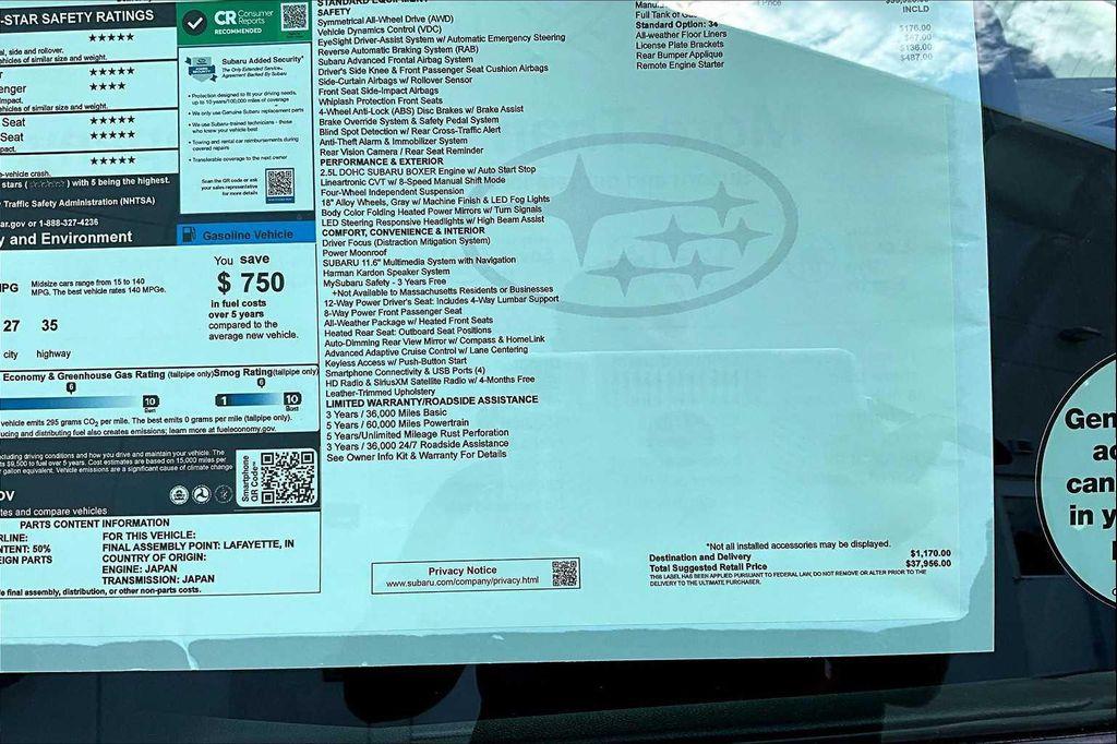 new 2025 Subaru Legacy car, priced at $34,196