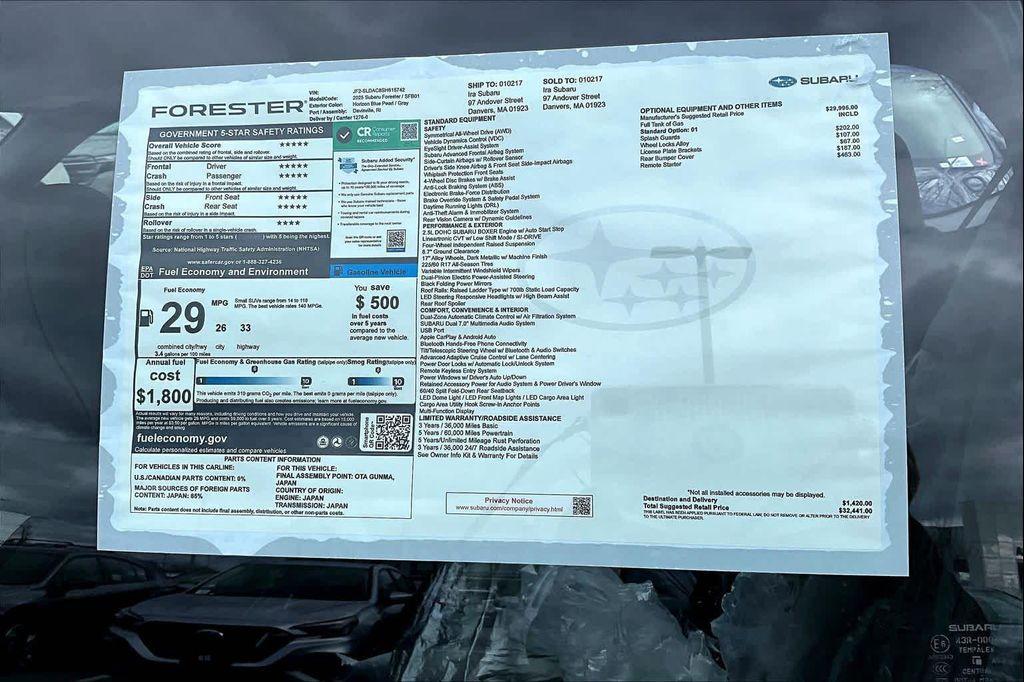 new 2025 Subaru Forester car, priced at $29,472