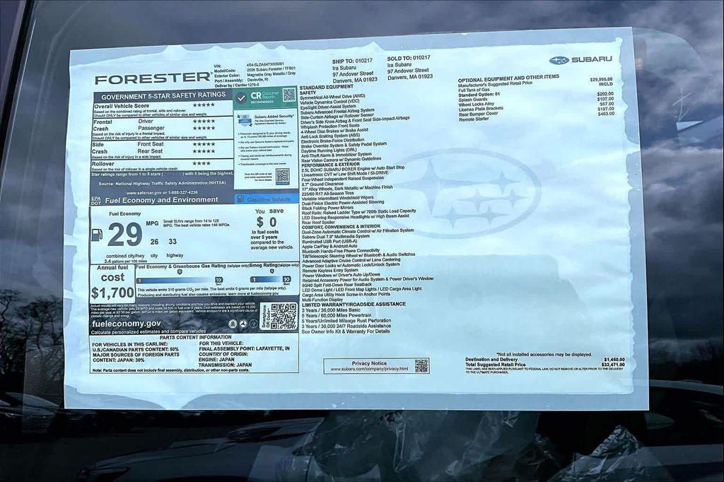 new 2026 Subaru Forester car, priced at $32,471