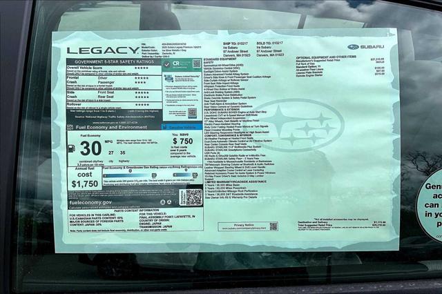 new 2025 Subaru Legacy car, priced at $26,467