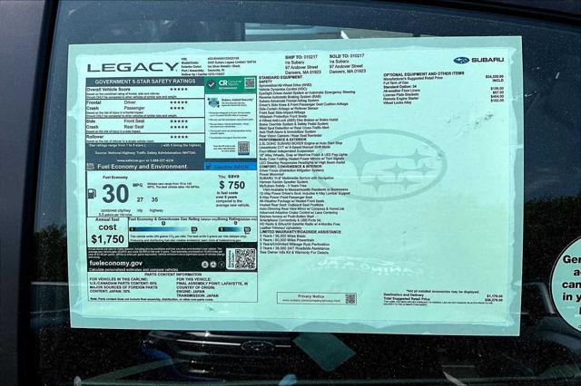 new 2025 Subaru Legacy car, priced at $32,572