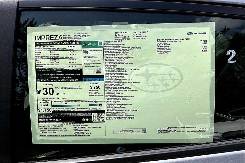new 2025 Subaru Impreza car, priced at $24,810