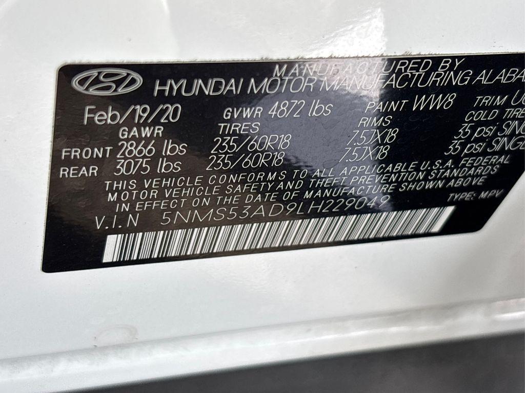 used 2020 Hyundai Santa Fe car, priced at $21,355
