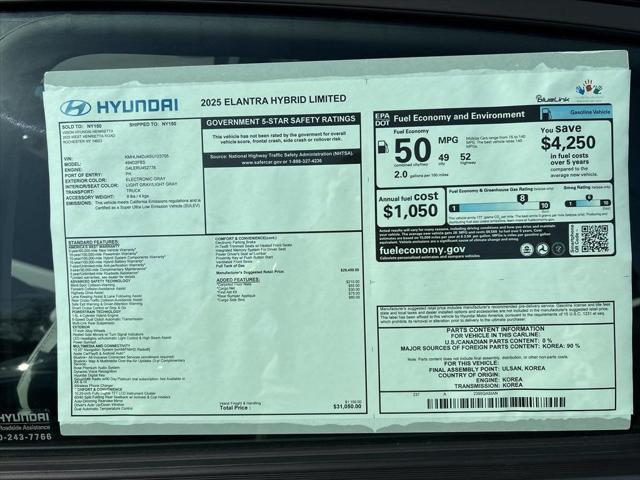 new 2025 Hyundai Elantra car, priced at $31,050