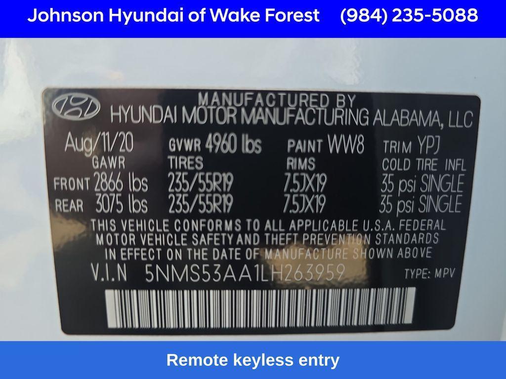 used 2020 Hyundai Santa Fe car, priced at $21,995