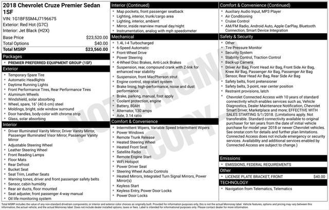 used 2018 Chevrolet Cruze car, priced at $9,990