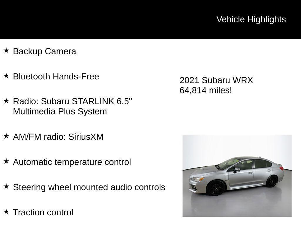 used 2021 Subaru WRX car, priced at $21,500