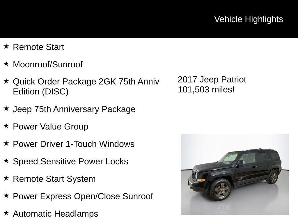used 2017 Jeep Patriot car, priced at $9,760