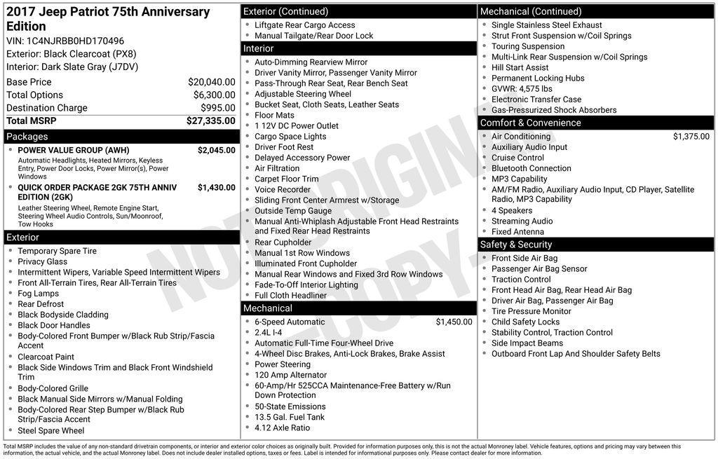 used 2017 Jeep Patriot car, priced at $9,760