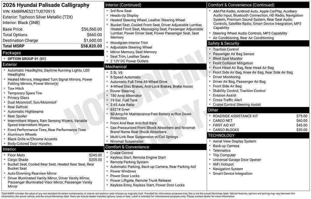 new 2026 Hyundai Palisade car, priced at $57,570