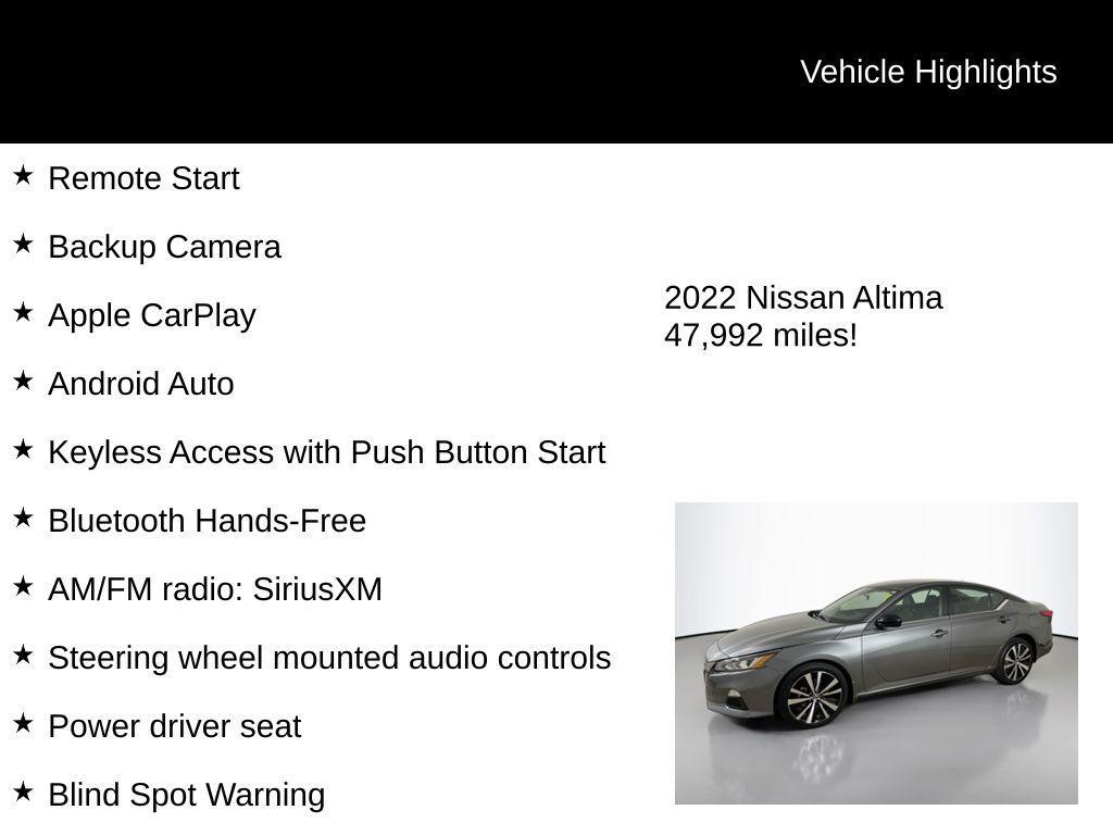 used 2022 Nissan Altima car, priced at $20,000