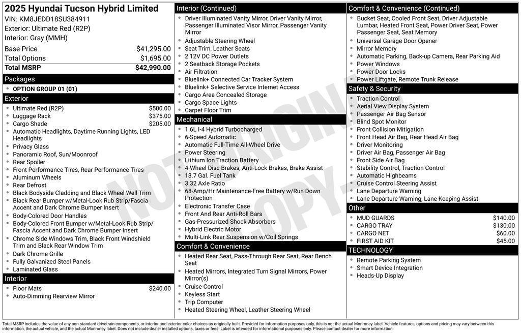new 2025 Hyundai TUCSON Hybrid car, priced at $41,793