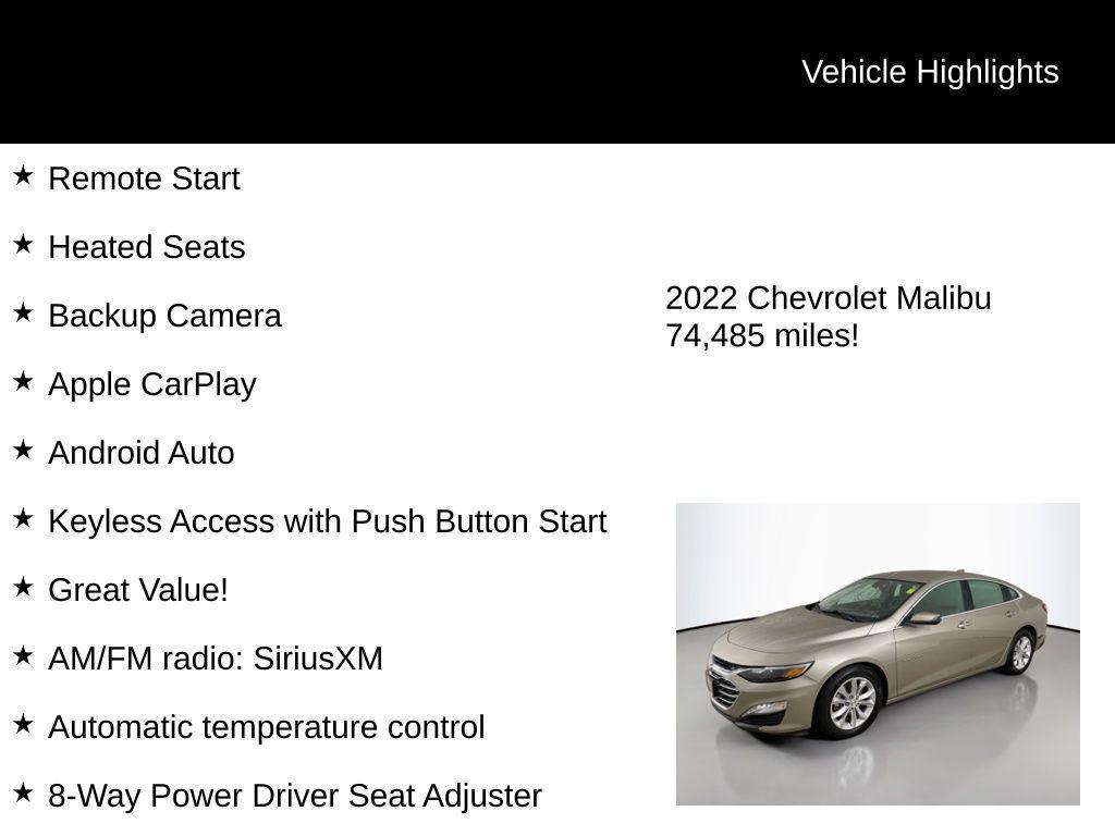 used 2022 Chevrolet Malibu car, priced at $15,787