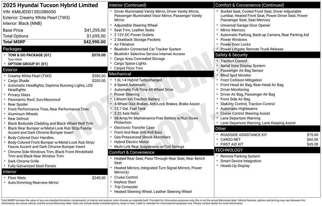 new 2025 Hyundai TUCSON Hybrid car, priced at $41,828