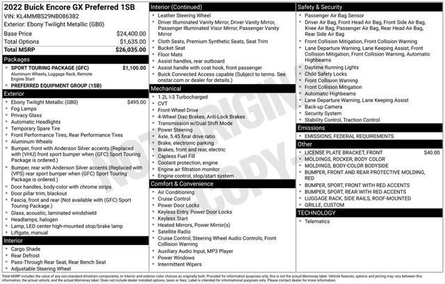 used 2022 Buick Encore GX car, priced at $18,998