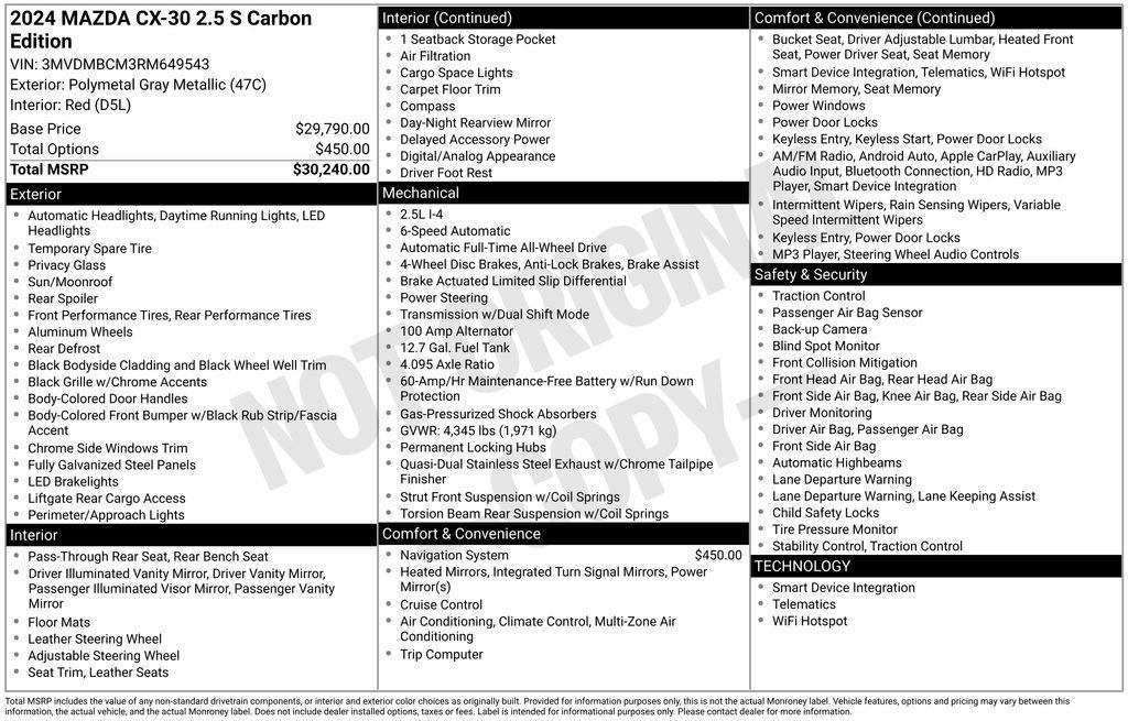 used 2024 Mazda CX-30 car, priced at $24,850