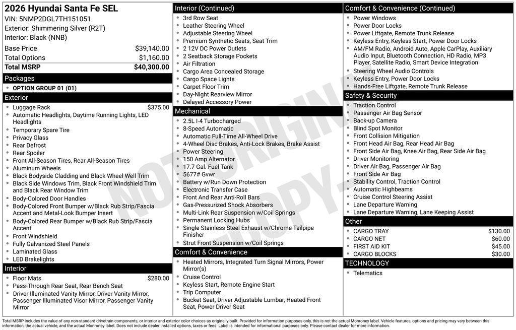 new 2026 Hyundai Santa Fe car, priced at $37,693