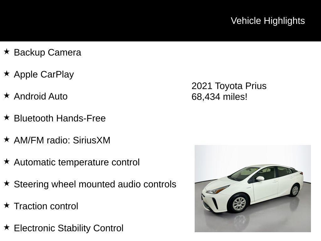 used 2021 Toyota Prius car, priced at $21,498
