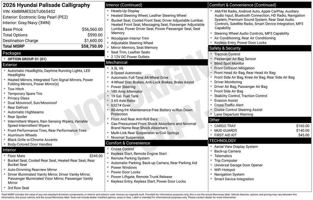 new 2026 Hyundai Palisade car, priced at $55,038