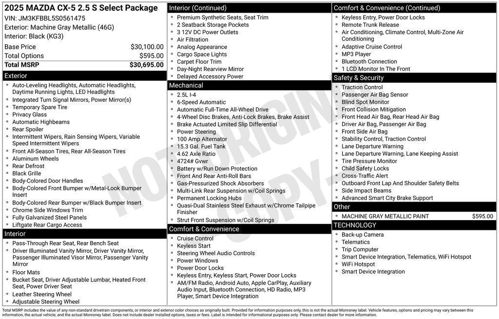 used 2025 Mazda CX-5 car, priced at $26,250
