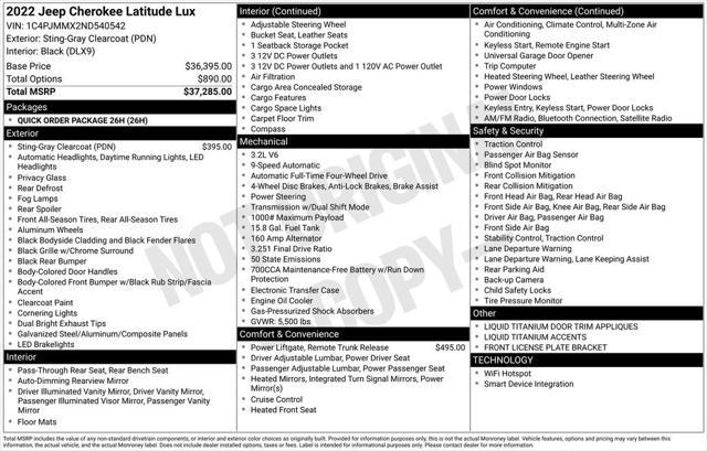 used 2022 Jeep Cherokee car, priced at $22,998