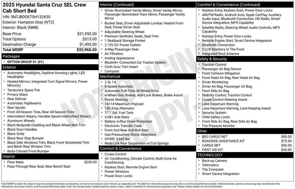used 2025 Hyundai SANTA CRUZ car, priced at $27,497