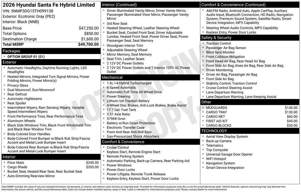 new 2026 Hyundai Santa Fe car, priced at $43,894