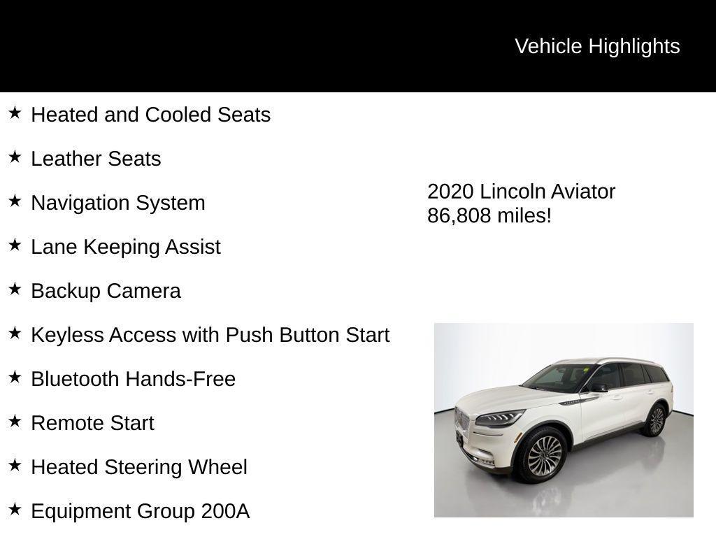 used 2020 Lincoln Aviator car, priced at $26,998