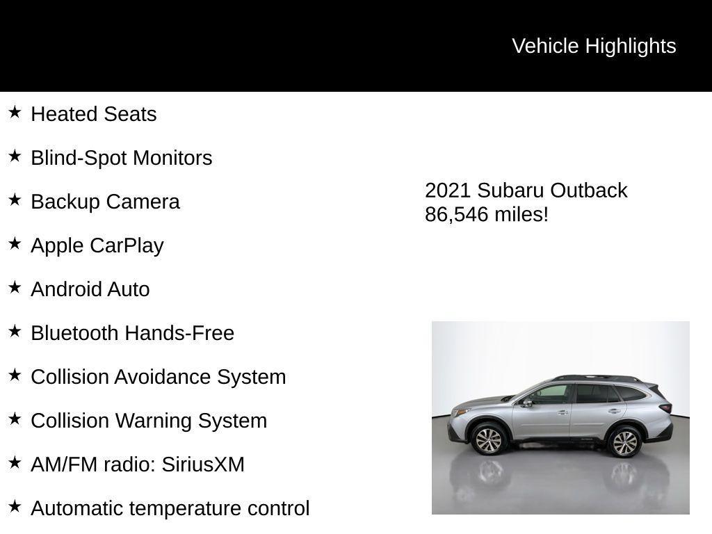 used 2021 Subaru Outback car, priced at $20,499