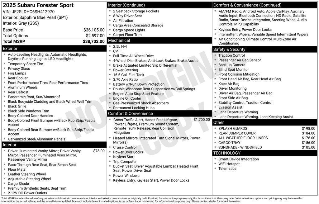 used 2025 Subaru Forester car, priced at $33,499