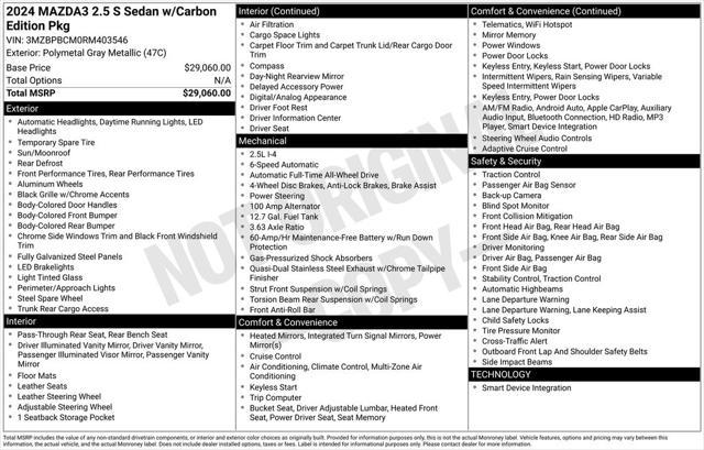 used 2024 Mazda Mazda3 car, priced at $23,979