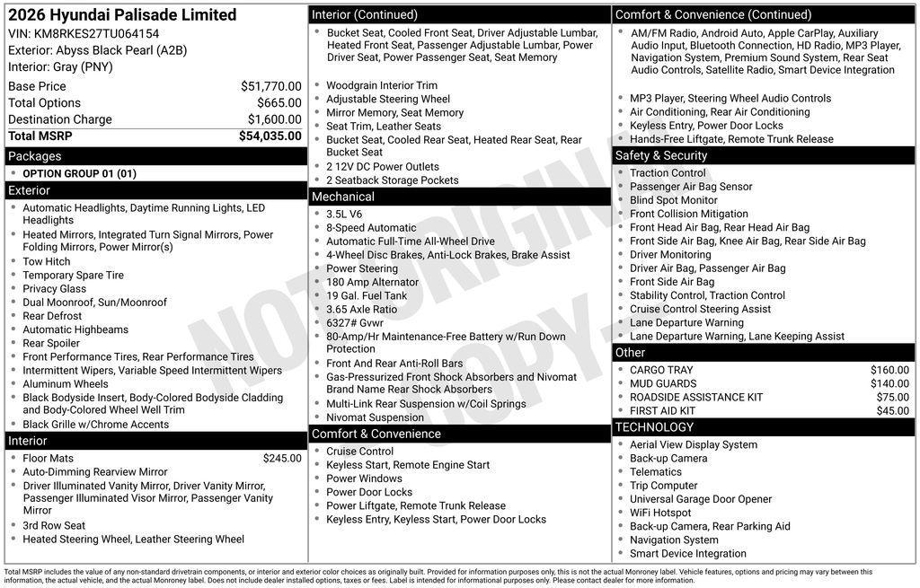 new 2026 Hyundai Palisade car, priced at $50,527