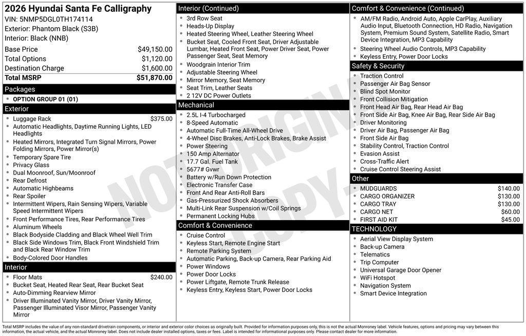 new 2026 Hyundai Santa Fe car, priced at $46,055