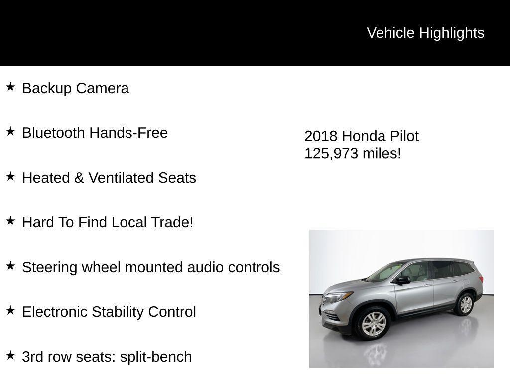 used 2018 Honda Pilot car, priced at $15,400