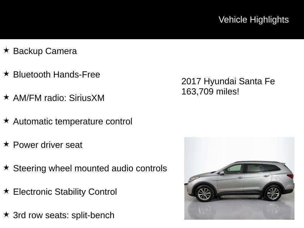 used 2017 Hyundai Santa Fe car, priced at $8,640