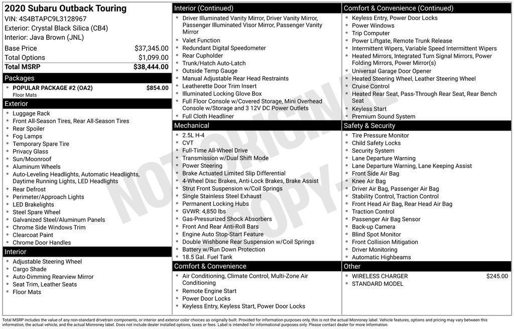 used 2020 Subaru Outback car, priced at $27,000