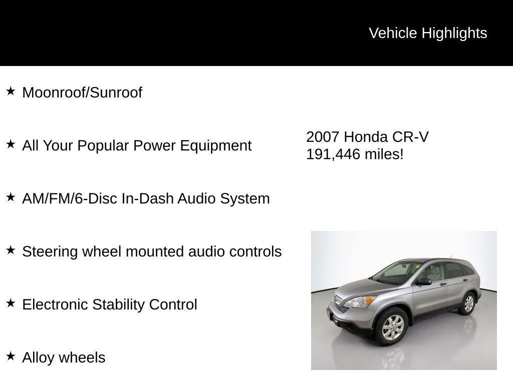 used 2007 Honda CR-V car, priced at $6,650