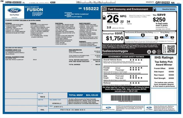 used 2016 Ford Fusion car, priced at $8,460