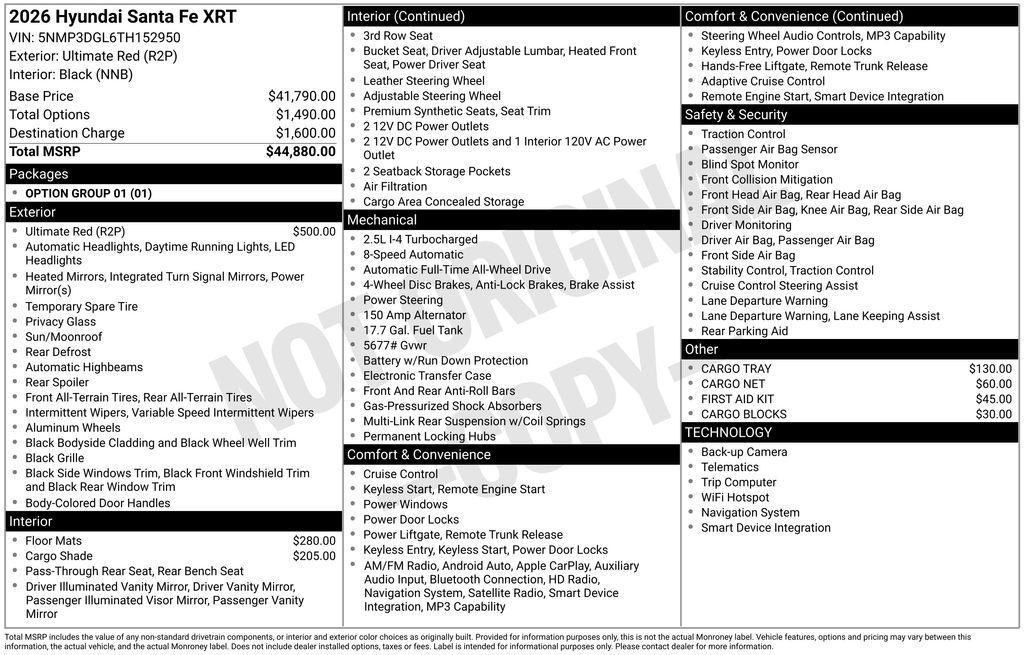 new 2026 Hyundai Santa Fe car, priced at $39,322