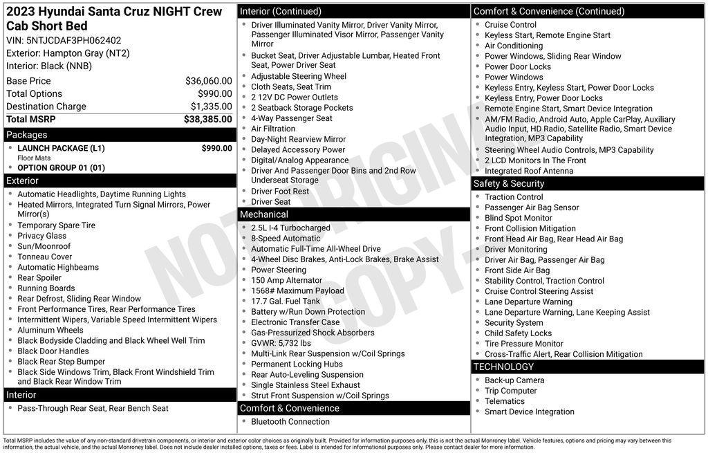 used 2023 Hyundai SANTA CRUZ car, priced at $27,990