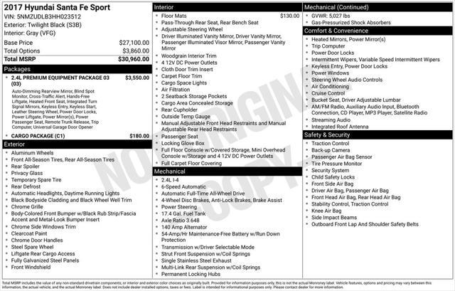 used 2017 Hyundai Santa Fe Sport car