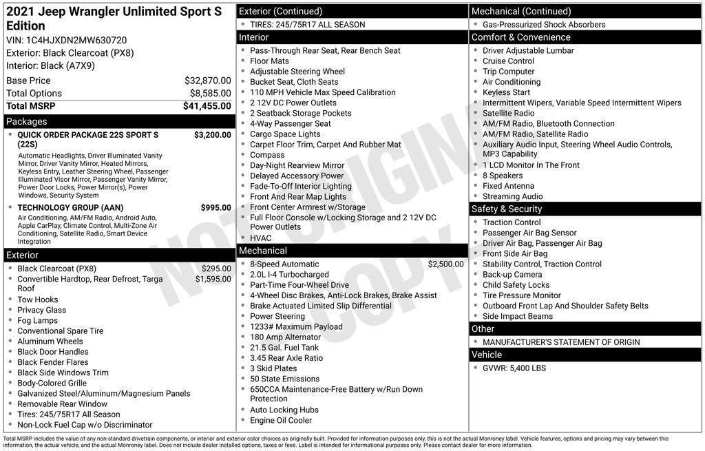 used 2021 Jeep Wrangler Unlimited car, priced at $21,508