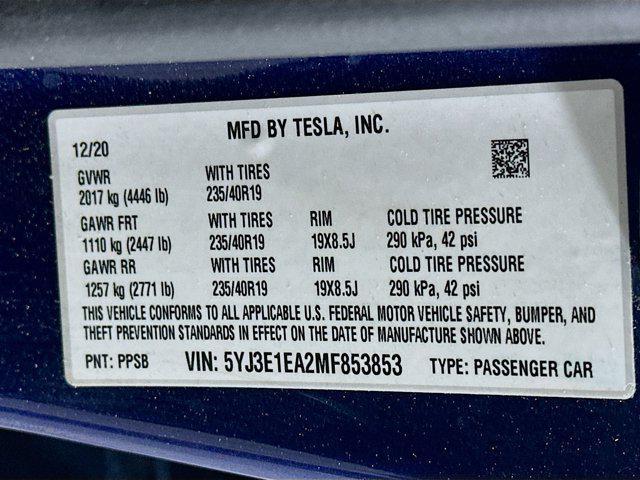 used 2021 Tesla Model 3 car, priced at $20,697