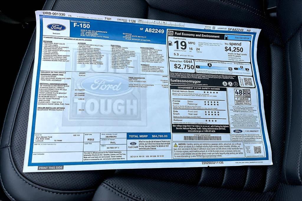 new 2025 Ford F-150 car, priced at $81,260
