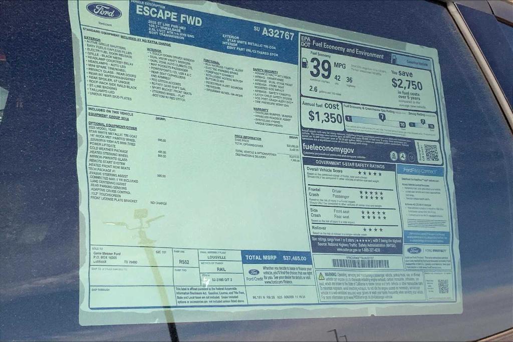new 2025 Ford Escape car, priced at $33,465