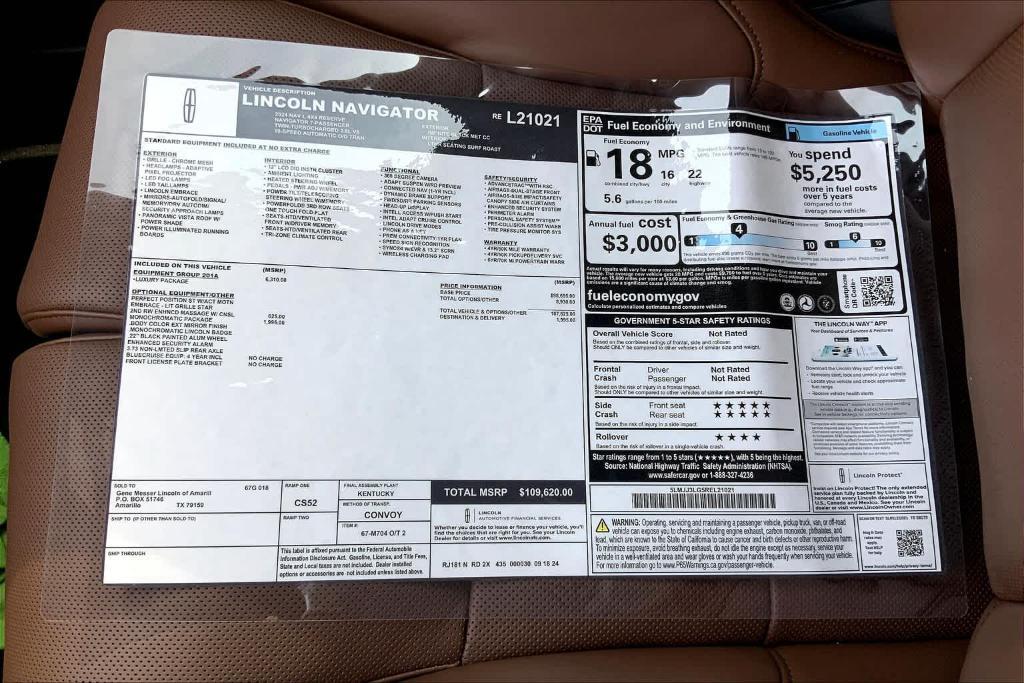new 2024 Lincoln Navigator L car, priced at $94,620