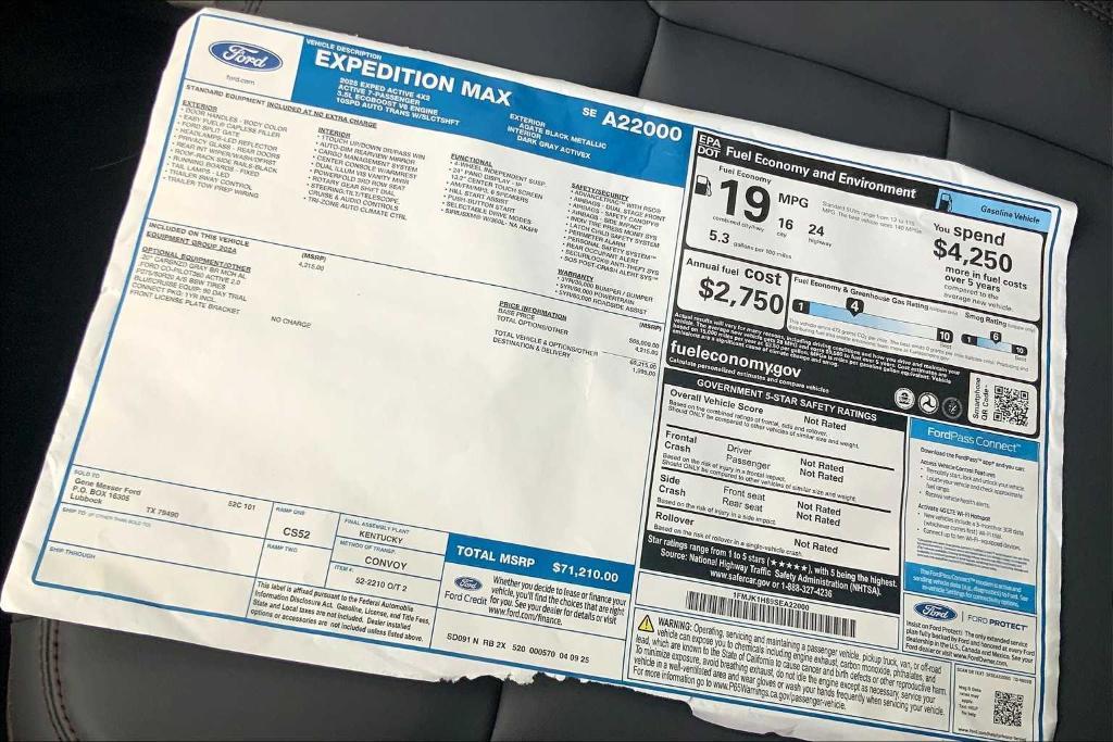 new 2025 Ford Expedition Max car, priced at $71,210