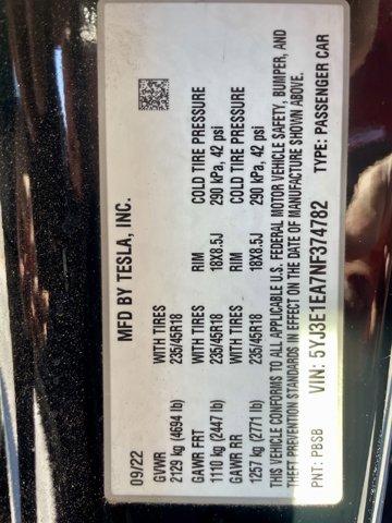 used 2022 Tesla Model 3 car, priced at $24,977
