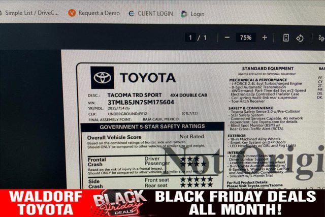 new 2025 Toyota Tacoma car, priced at $43,143